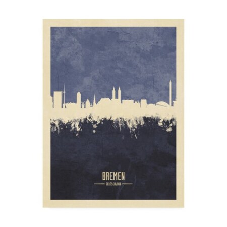 Trademark Fine Art Michael Tompsett 'Bremen Germany Skyline Navy' Canvas Art, 24x32 MT02649-C2432GG
